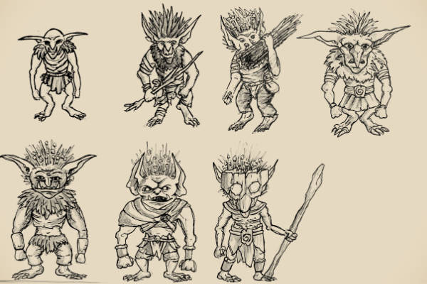 A page of goblin sketches